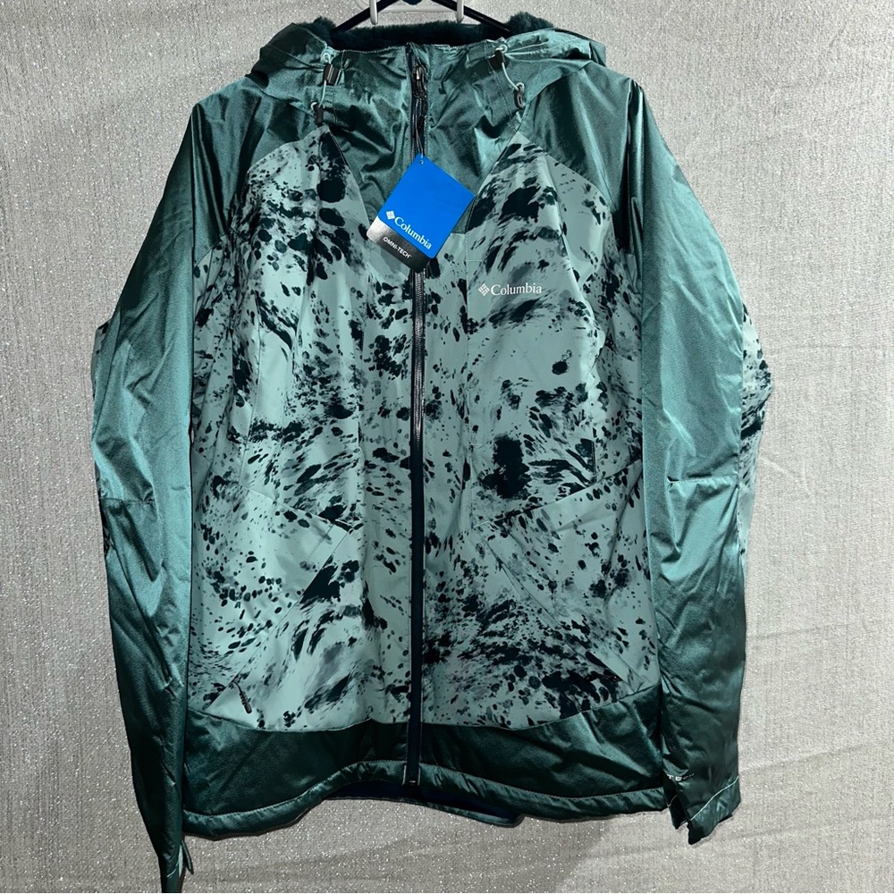 COLUMBIA Sweet Shredder II Insulated SKI SNOW Jacket XL GREEN Hooded